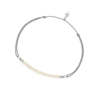 Bracelet porte-bonheur perle, argent sterling 925, gris