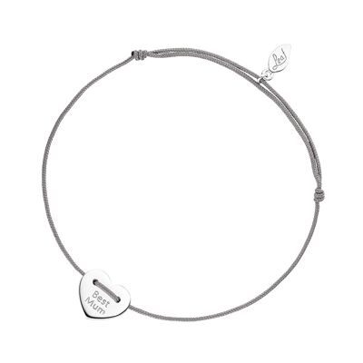 Bracciale portafortuna "Best Mum", argento sterling 925, grigio