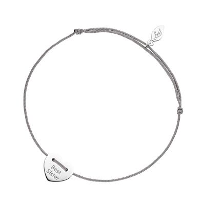 Bracelet porte-bonheur "Best Sister", argent sterling 925, gris