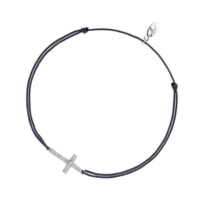 Lucky ribbon cross, 925 sterling silver, anthracite