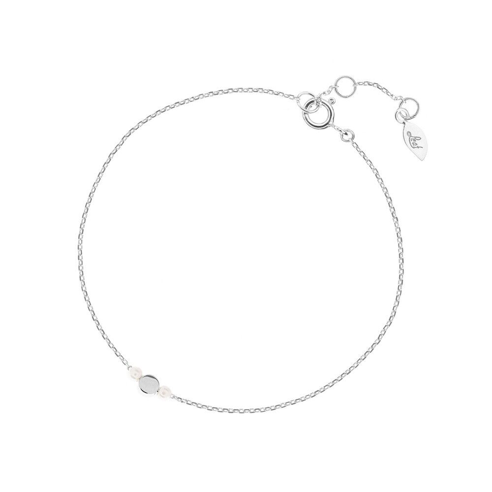 Bracciale tondo con perla, argento sterling 925, rodiato