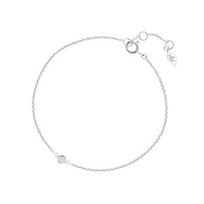 Round bracelet with pearl, 925 sterling silver, rhodium-plated