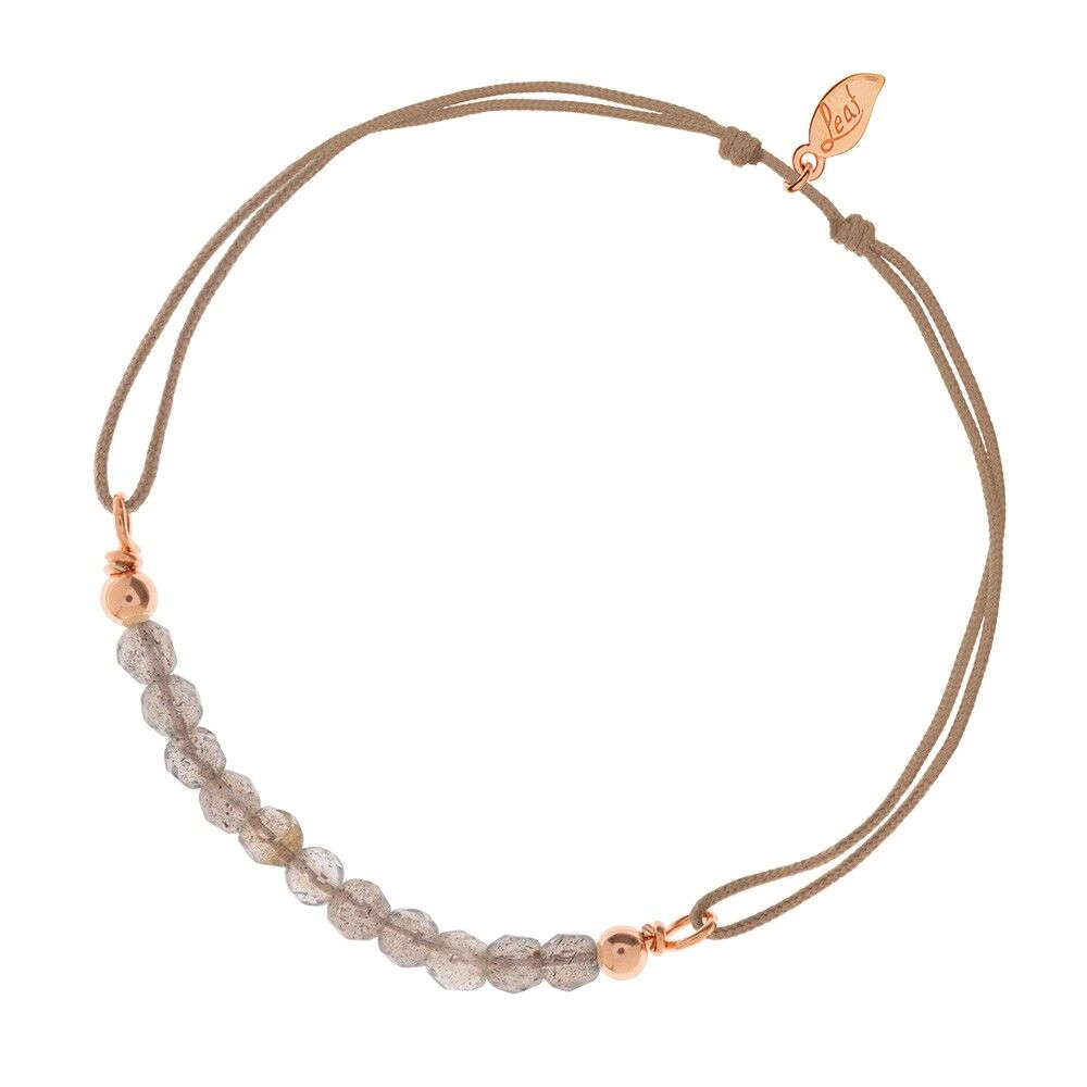 Glücksarmbändchen Labradorit, 18 K Rosegold vergoldet, Beige