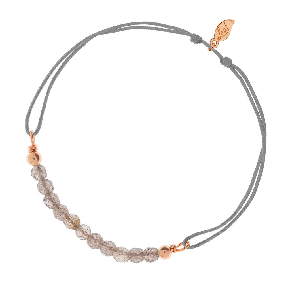 Glücksarmbändchen Labradorit, 18 K Rosegold vergoldet, Grau