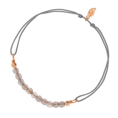 Bracelet porte-bonheur labradorite, plaqué or rose 18 carats, gris