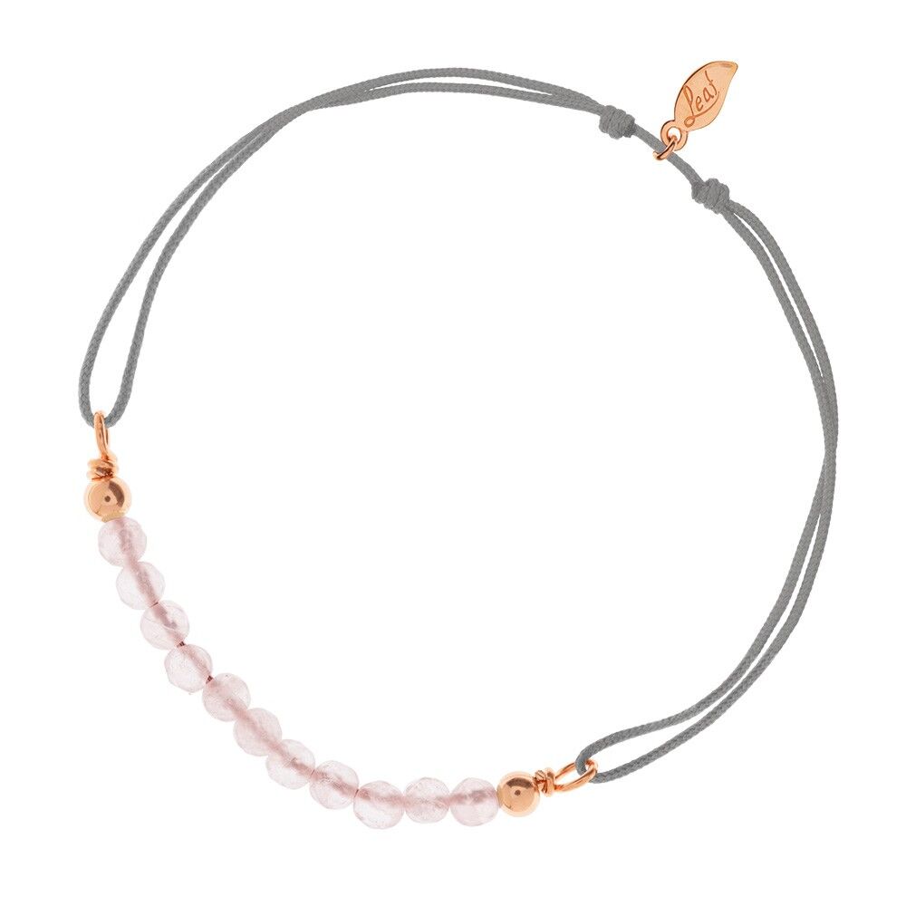 Bracciale portafortuna quarzo rosa, placcato oro rosa 18 carati, grigio