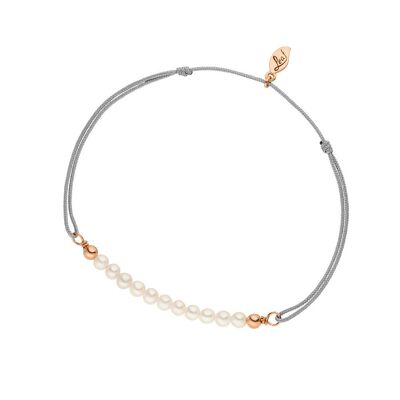 Bracelet porte-bonheur perle, plaqué or rose 18 carats, gris