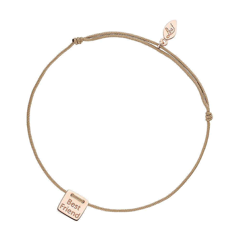 Pulsera de buena suerte "Best Friend", chapada en oro rosa de 18 K, beige