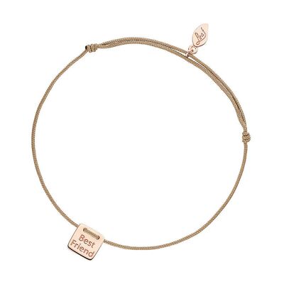 Bracelet porte-bonheur "Best Friend", plaqué or rose 18 carats, beige