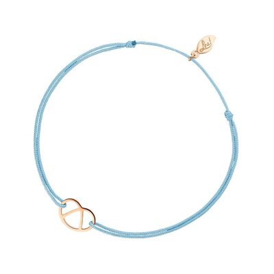 Pulsera de la suerte "Brezn", baño de oro rosa de 18 K, azul