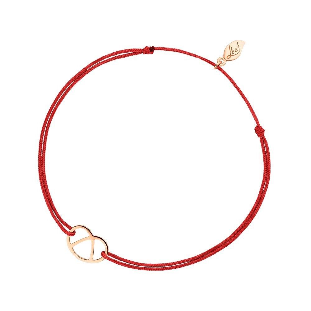 Glücksbändchen "Brezn", 18 K Rosegold vergoldet, Rot