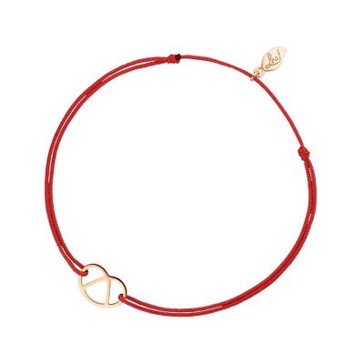 Pulsera de la suerte "Brezn", baño de oro rosa de 18 K, rojo