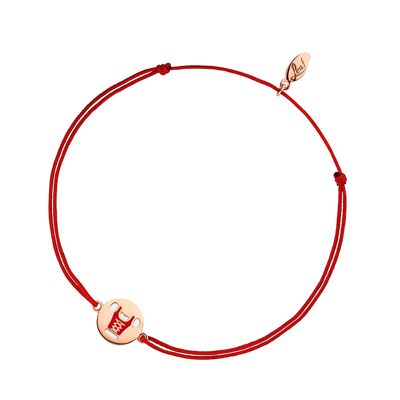 Ruban porte-bonheur "Dirndl", plaqué or rose 18 carats, rouge