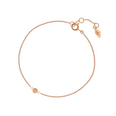 Bracelet Round with pearl, 18 K rose gold plated