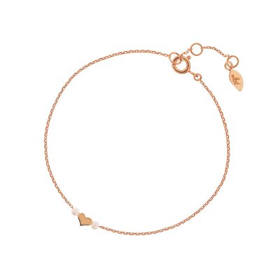 Bracelet heart with pearl, 18k rose gold plated