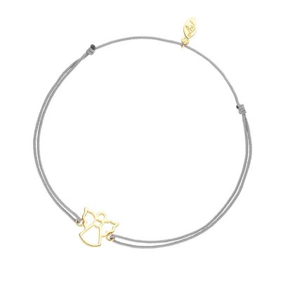 Bracelet porte-bonheur ange, gris, plaqué or jaune 18 carats