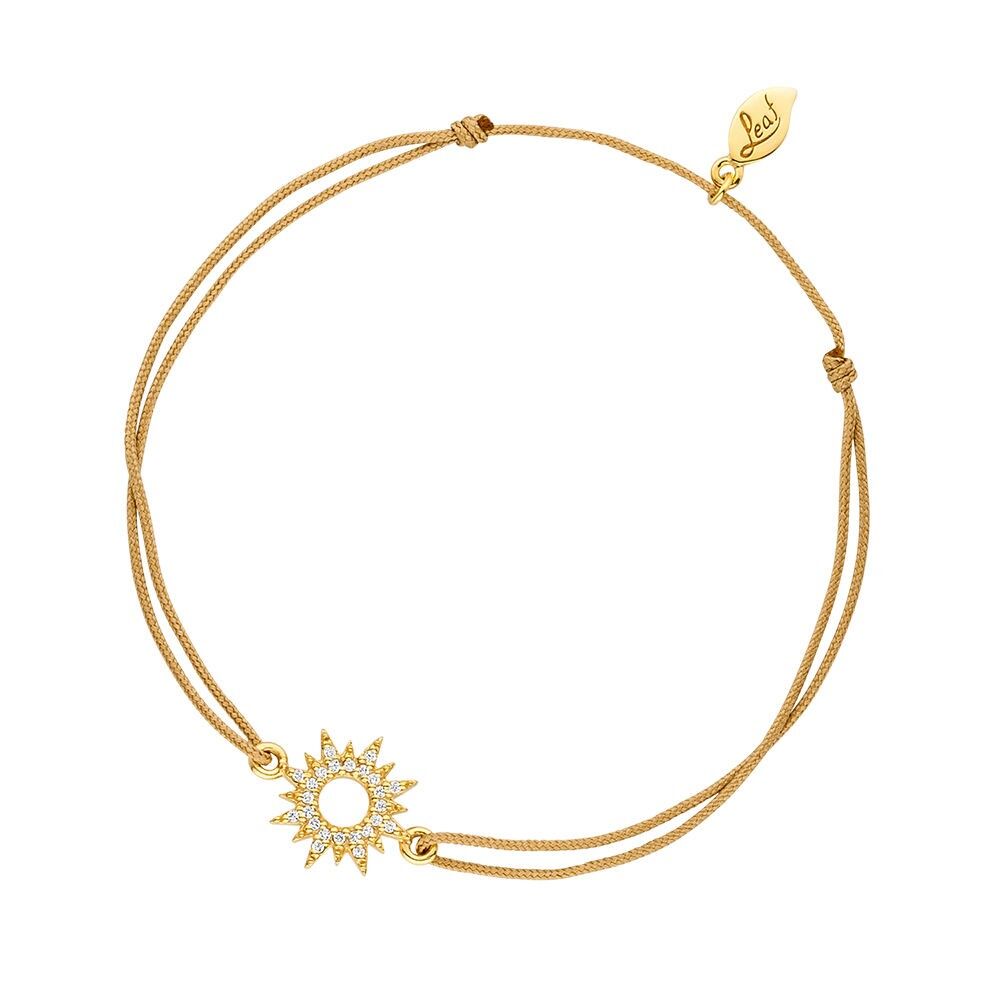 Bracelet porte-bonheur Sparkling Sun, plaqué or jaune 18 carats, beige