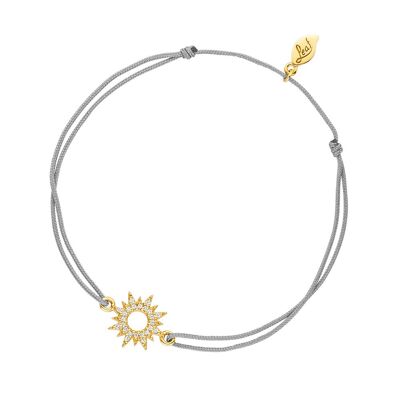Bracelet porte-bonheur Sparkling Sun, plaqué or jaune 18 carats, gris