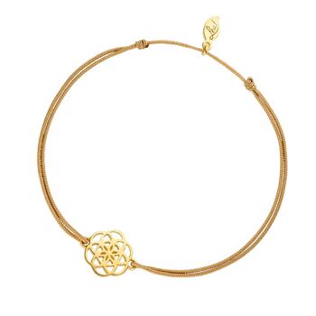 Bracelet porte-bonheur Fleur de Vie, plaqué or or jaune 18 carats, beige 1