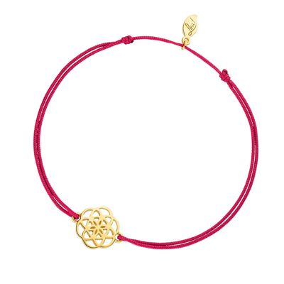 Bracciale portafortuna Flower of Life, placcato oro giallo 18 carati, fucsia