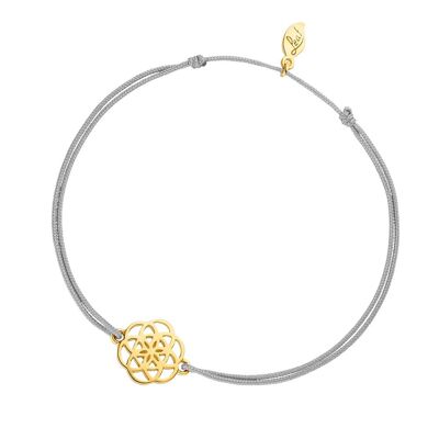 Lucky bracelet Flower of Life, 18K yellow gold plated, gray