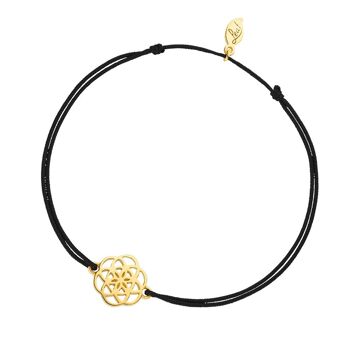 Bracelet porte-bonheur Fleur de Vie, plaqué or jaune 18 carats, noir 1