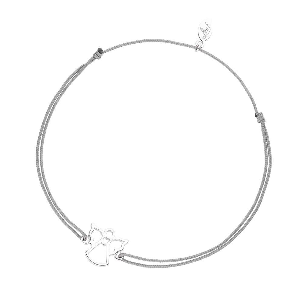 Glücksbändchen Engel, Grau, 925 Sterlingsilber