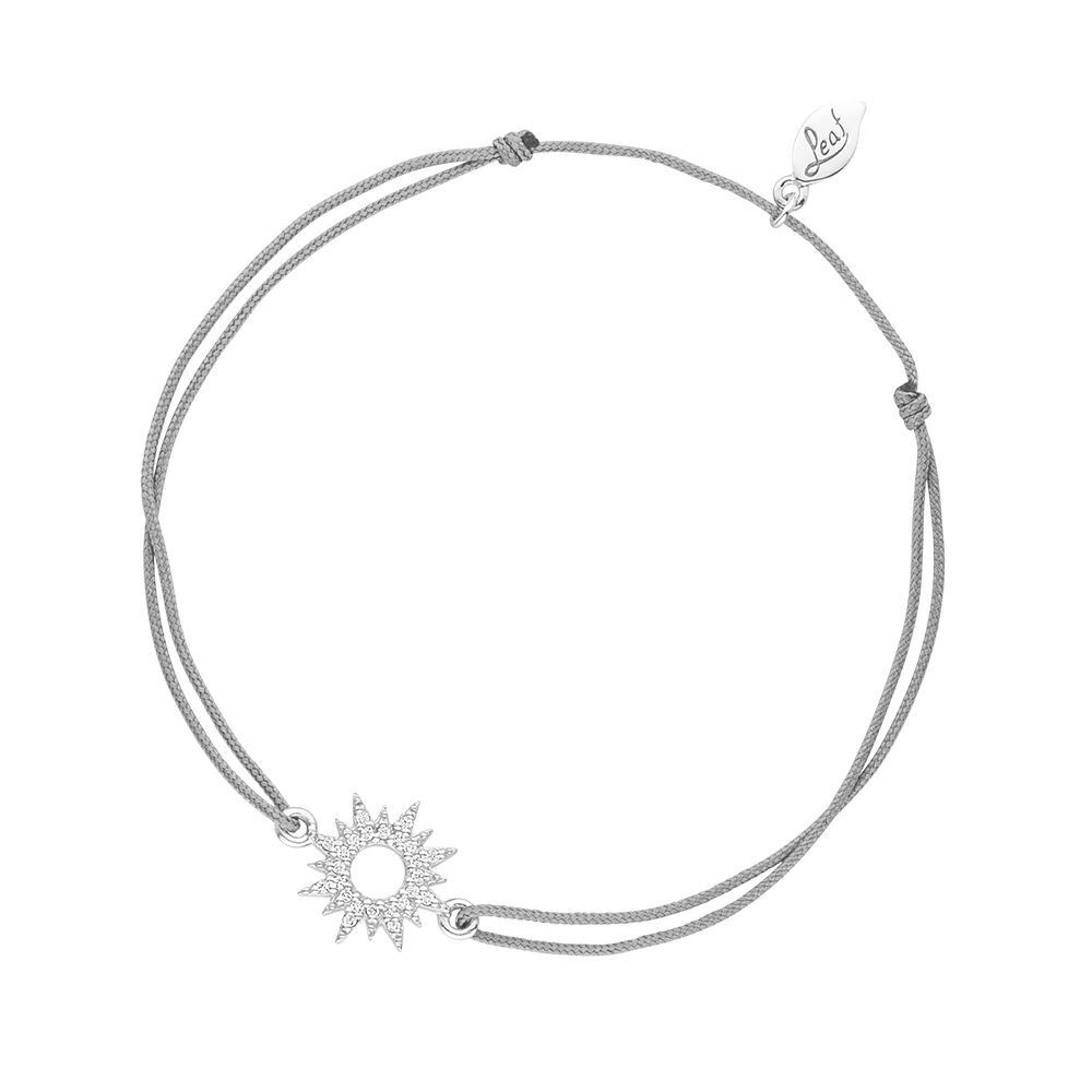 Charm Bracelet Sparkling Sun, 925 Sterling Silver, Grey