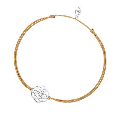 Bracelet porte-bonheur Fleur de Vie, argent sterling 925, beige