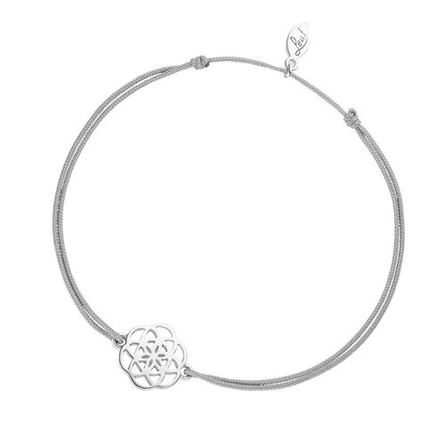 Glücksbändchen Flower of Life, 925 Sterlingsilber, Grau