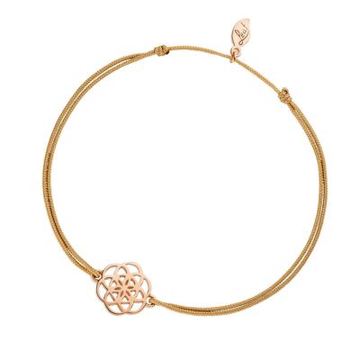 Bracelet porte-bonheur Fleur de Vie, plaqué or rose 18 carats, beige