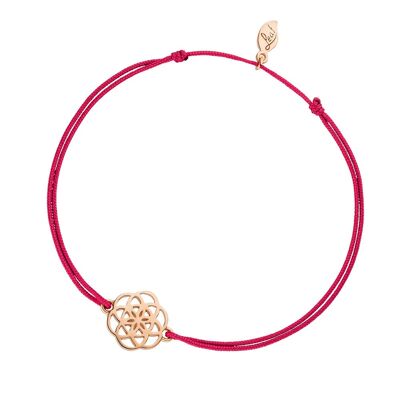 Bracelet porte-bonheur Fleur de Vie, plaqué or rose 18 carats, Fuchsia
