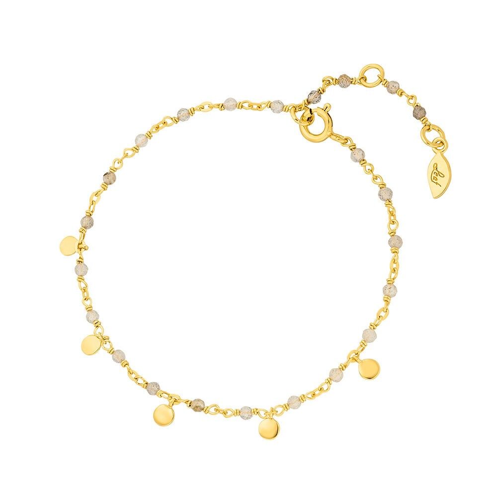 Bracelet rainbow, labradorite, 18 k yellow gold plated