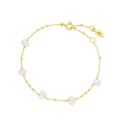 Bracelet en perles, plaqué or jaune 18 carats