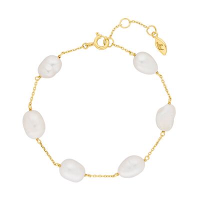 Bracelet perle baroque, plaqué or jaune 18 carats