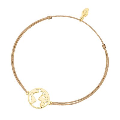 Bracciale portafortuna globo, placcato oro giallo 18k, beige