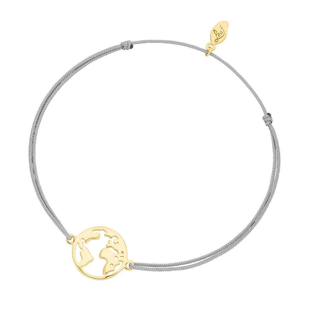 Bracciale portafortuna globo, placcato oro giallo 18k, grigio
