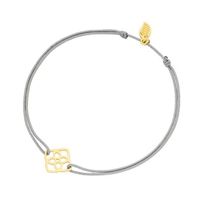 Bracelet porte-bonheur Heart Flower, plaqué or jaune 18 carats, gris