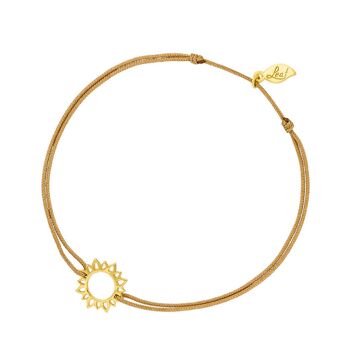 Bracelet porte-bonheur Sun Flower, plaqué or jaune 18 carats, beige 1