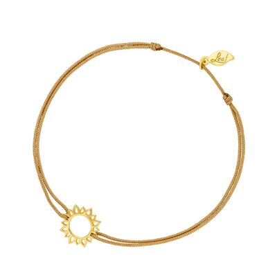 Lucky bracelet Sun Flower, 18K yellow gold plated, beige