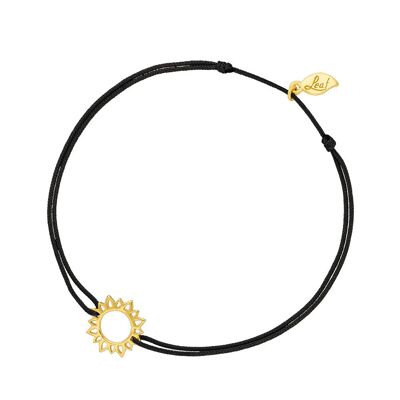 Bracelet porte-bonheur Sun Flower, plaqué or jaune 18 carats, noir