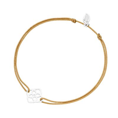 Pulsera de la suerte Heart Flower, plata de ley 925, beige