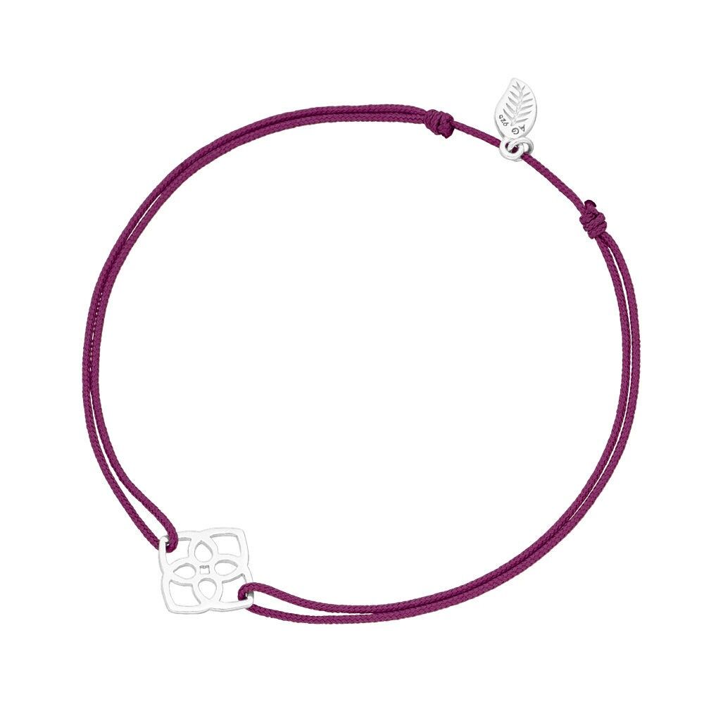 Bracciale portafortuna Cuore Fiore, argento 925, Bordeaux