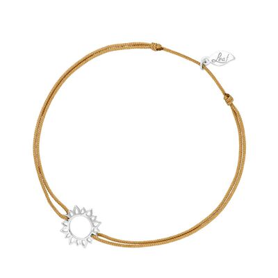 Bracelet porte-bonheur Sun Flower, argent sterling 925, beige