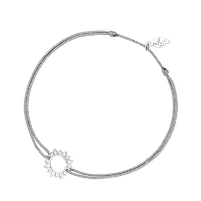 Lucky Bracelet Sun Flower, 925 Sterling Silver, Grey
