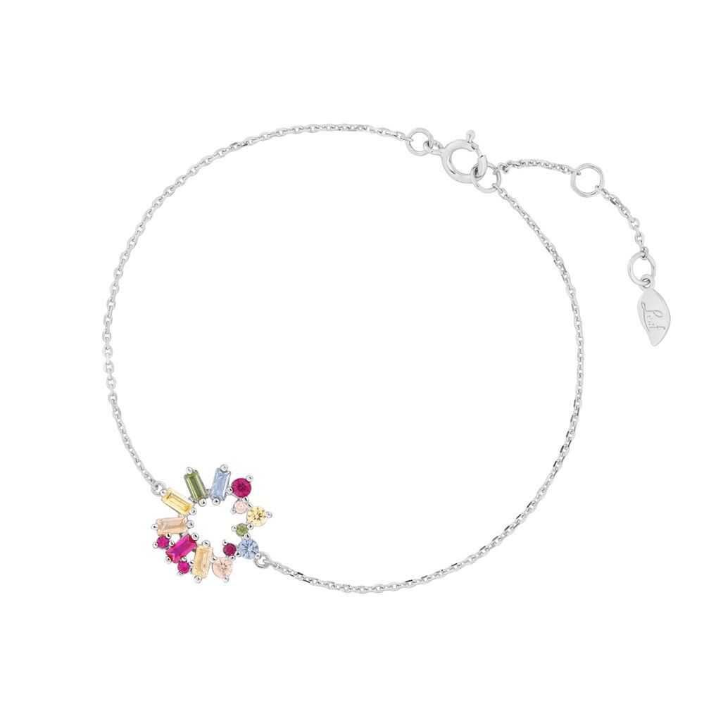 Bracciale CUBE FLOWER, zirconi multi colore, argento 925