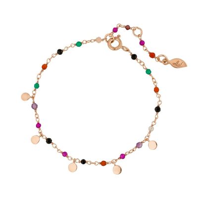 Armkette Rainbow, 18 K Rosegold vergoldet, Multi Gems