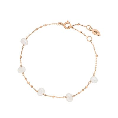Pearl bracelet, 18k rose gold plated
