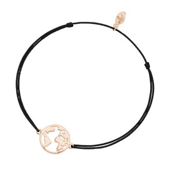 Bracelet porte bonheur globe, plaqué or rose 18 carats, gris 2