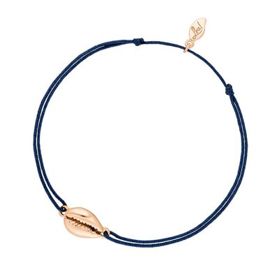 Cowrie Shell lucky bracelet, 18k rose gold plated, navy
